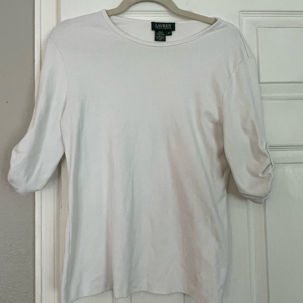 Lauren Ralph Lauren White 3/4 Sleeve Top